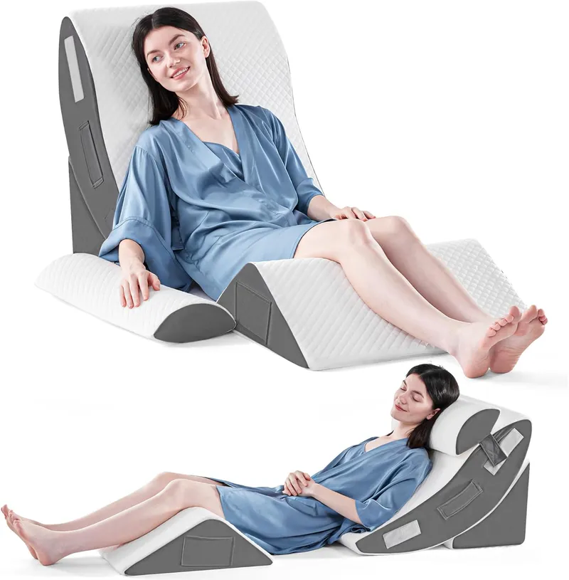 Yojoker 4PCS Orthopedic Bed Wedge Pillow Set for Sleeping, Grey